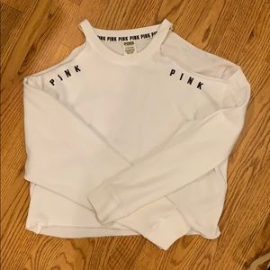 White open shoulder sweater